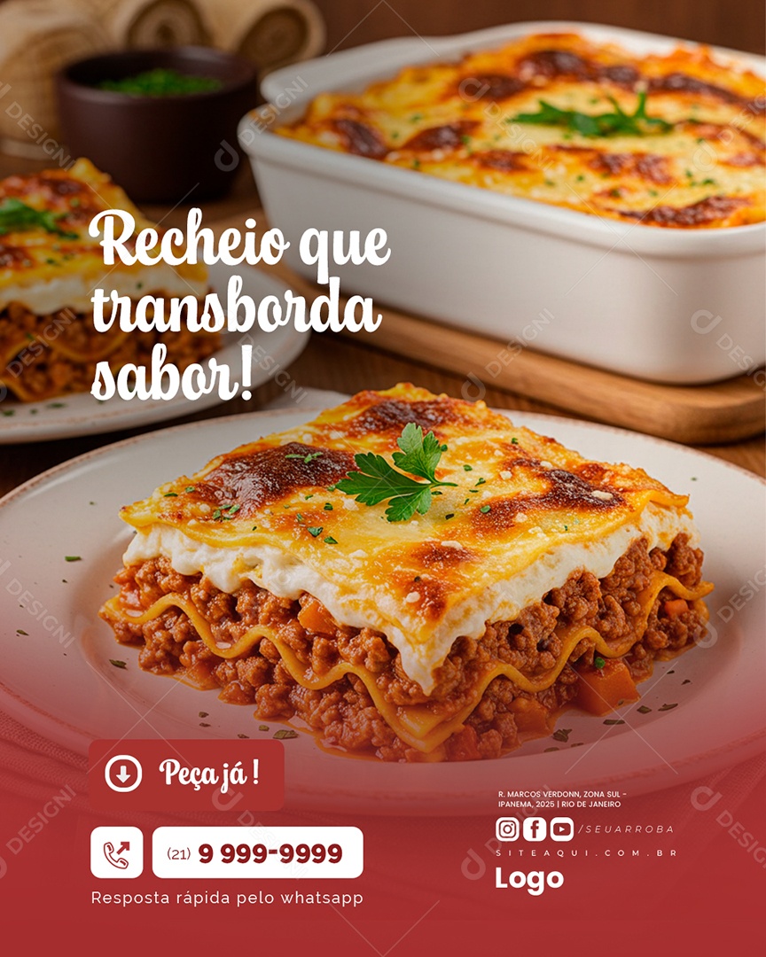 Recheio Que Trasborda Sabor Lasanha Social Media PSD Editável