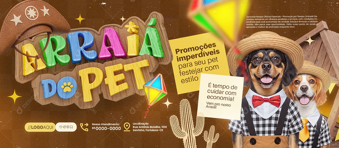 Banner Petshop Arraiá do Pet Promoções Social Media PSD Editável