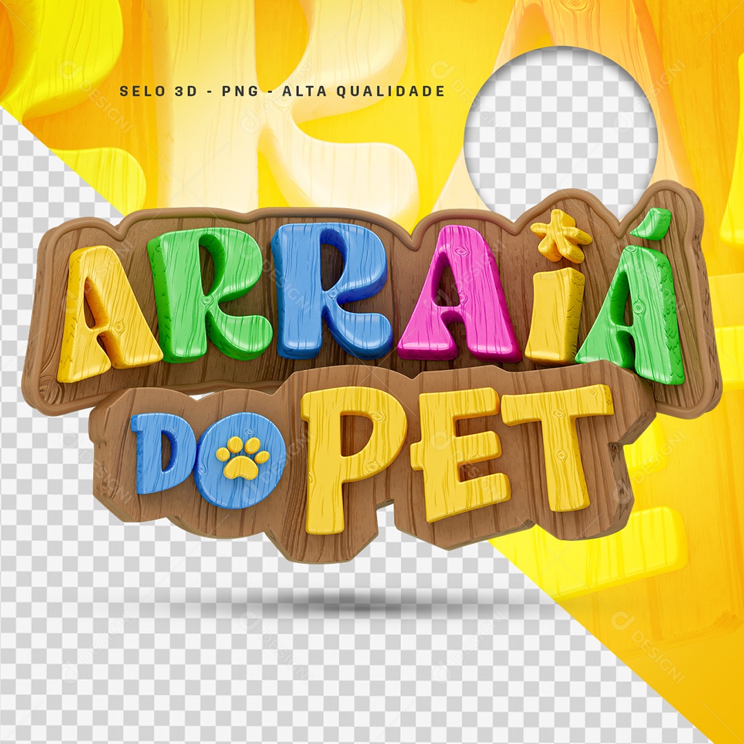 Selo 3D Arraiá do Pet Para Composição PSD