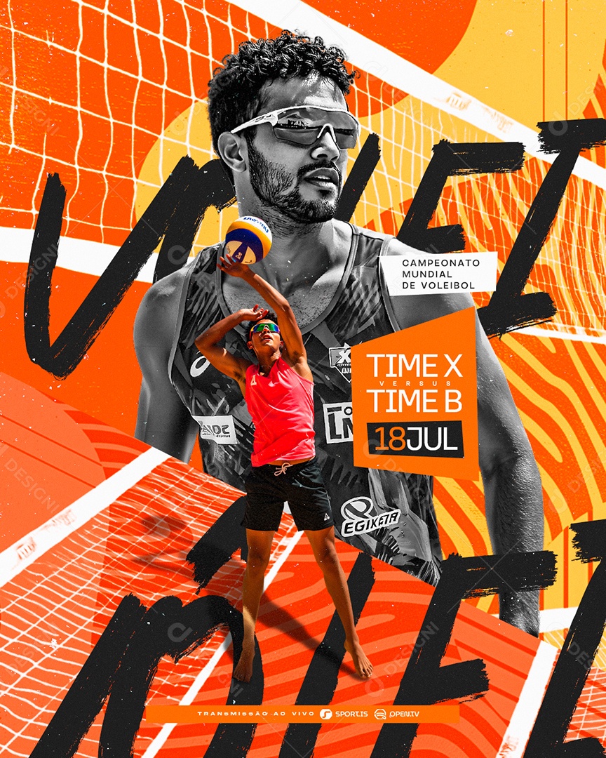 Campeonato Mundial de Voleibol Social Media PSD Editável