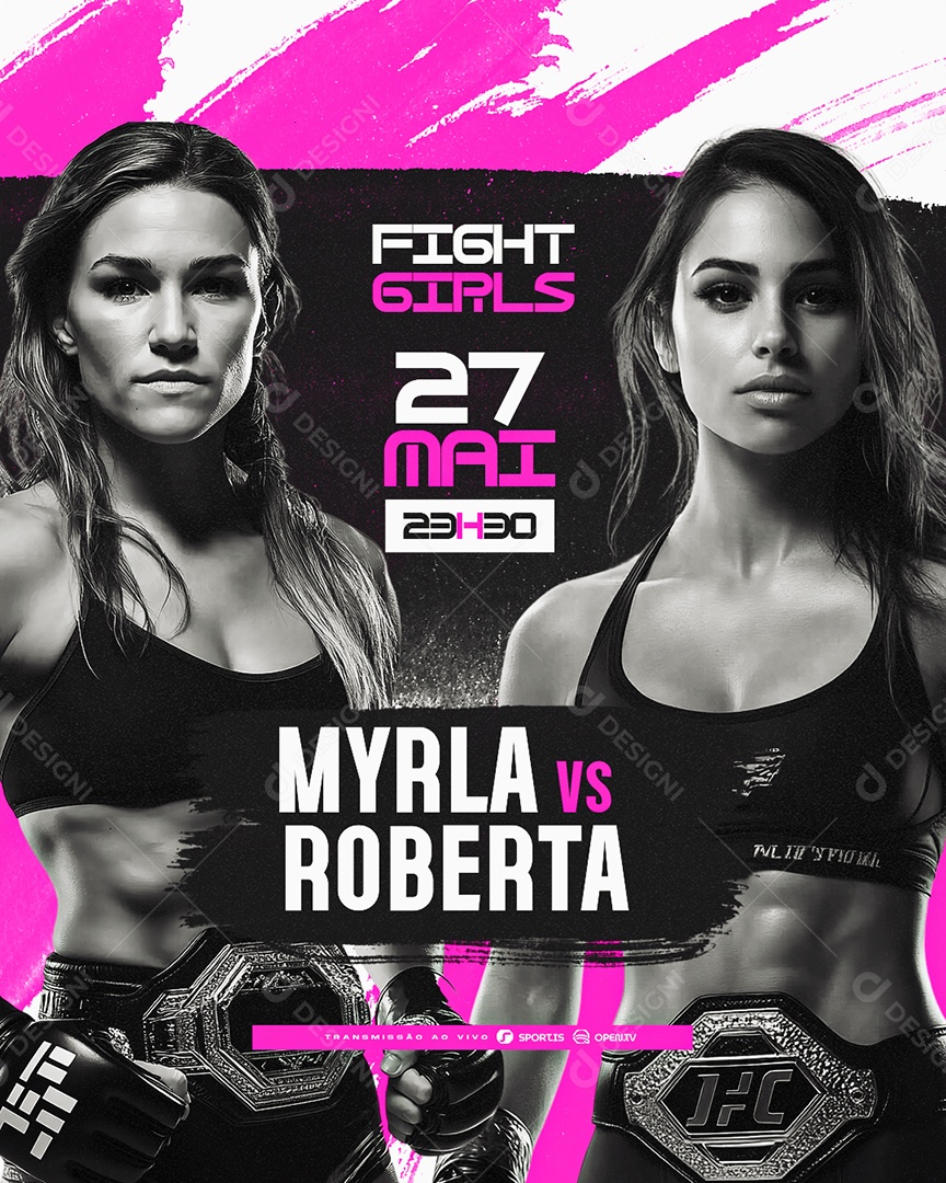 Campeonato de Lutas Feminina Fight Girls Social Media PSD Editável