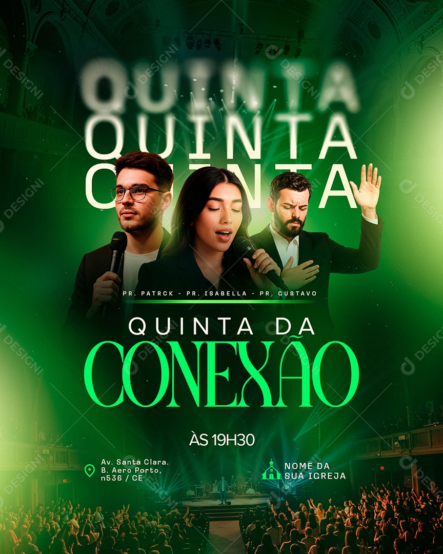 Flyer Gospel Quinta da Conexão Social Media PSD Editável