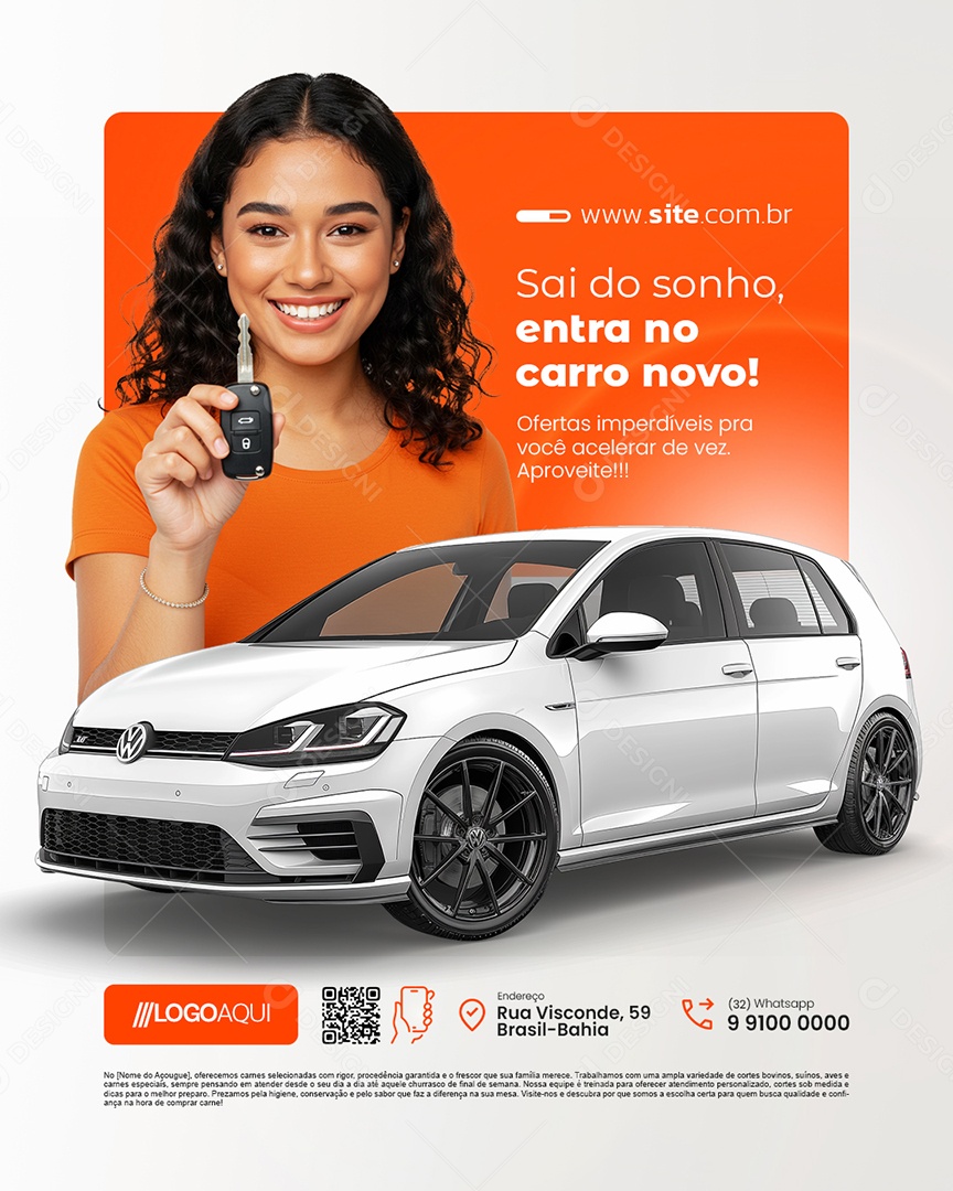 Concessionária Sai do Sonho Entra Carro Novo Social Media PSD Editável