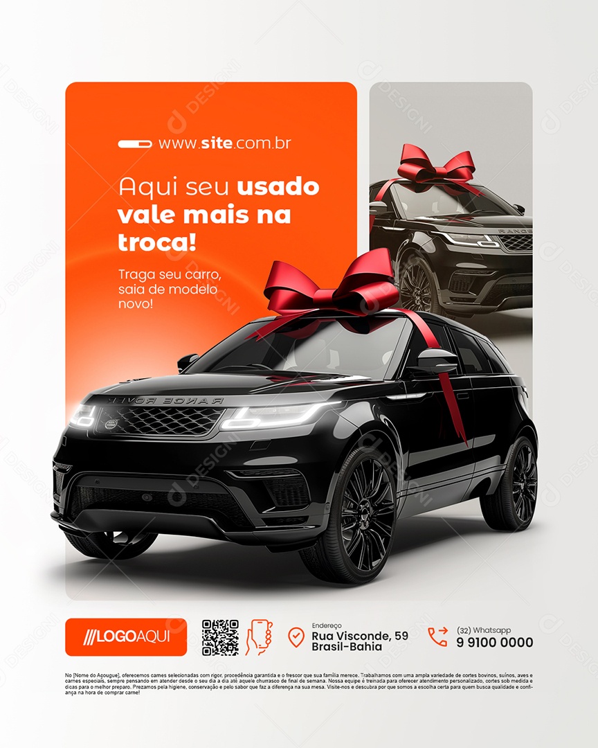 Concessionária Aqui seu Usado Vale Mais Social Media PSD Editável