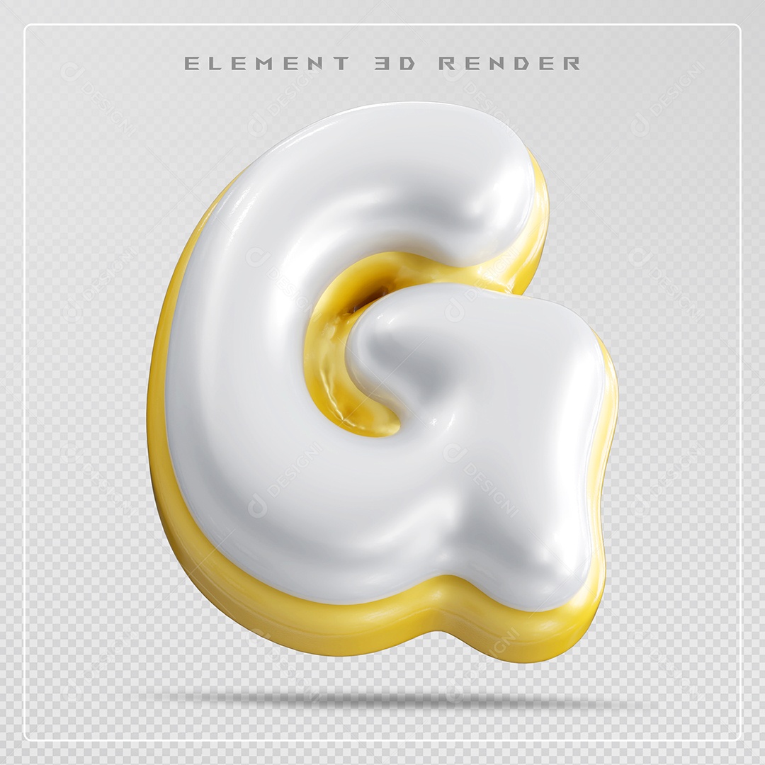 Elemento 3D Letra G Branco Para Composição PSD