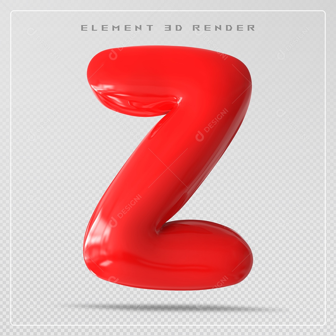 Elemento 3D Letra Z Vermelha Para Composição PSD