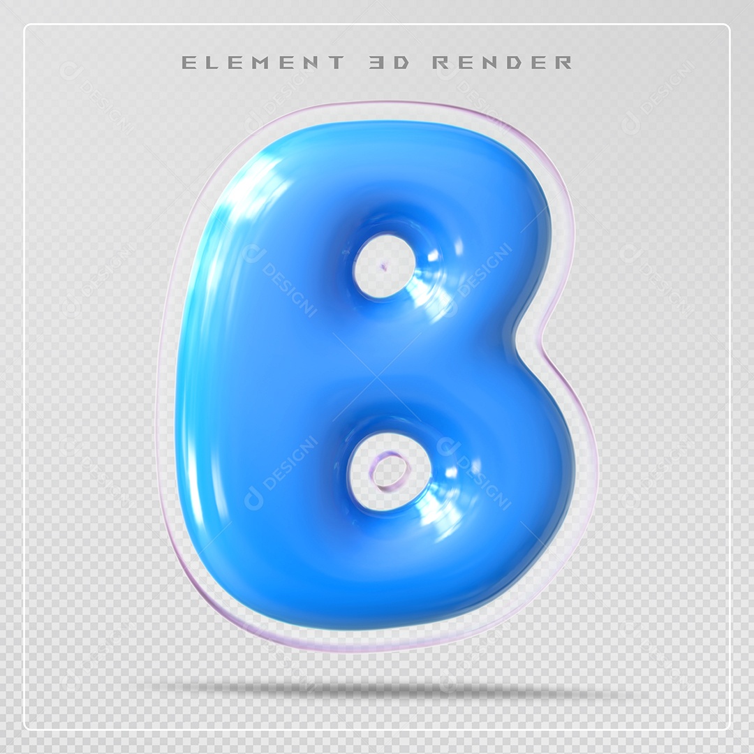 Elemento 3D Letra B Azul Para Composição PSD