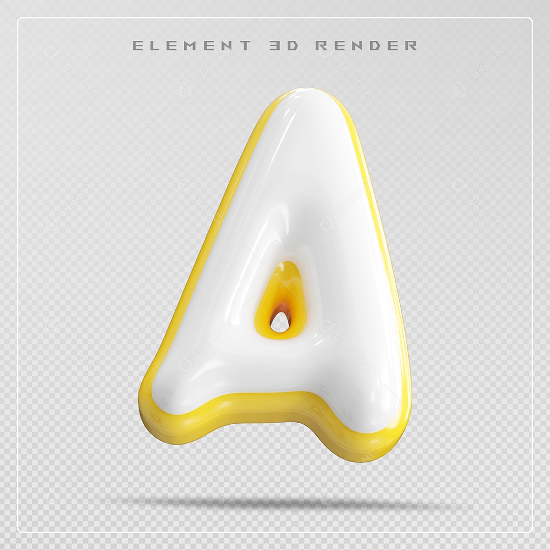 Elemento 3D Letra A Branca Para Composição PSD