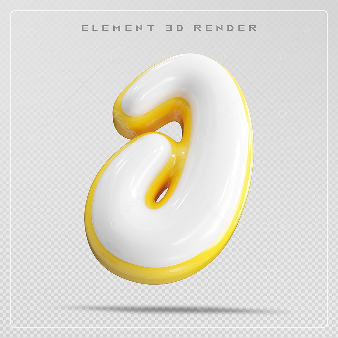 Elemento 3D Letra S Branco Para Composição PSD