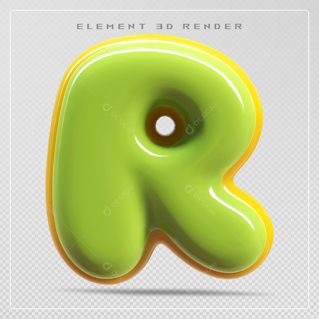 Elemento 3D Letra R Verde Para Composição PSD