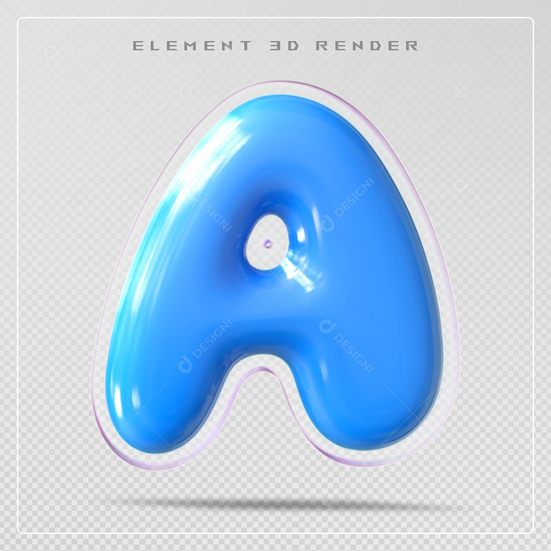 Elemento 3D Letra A Azul Para Composição PSD
