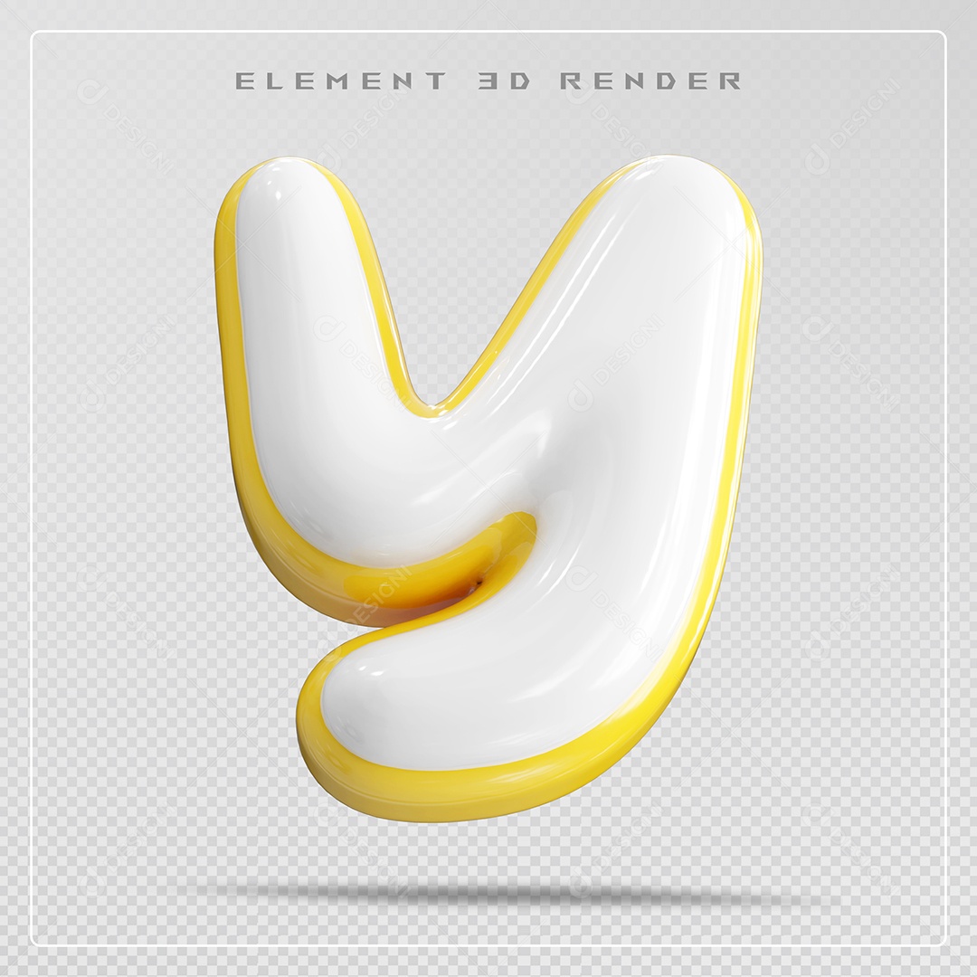Elemento 3D Letra Y Branca Para Composição PSD