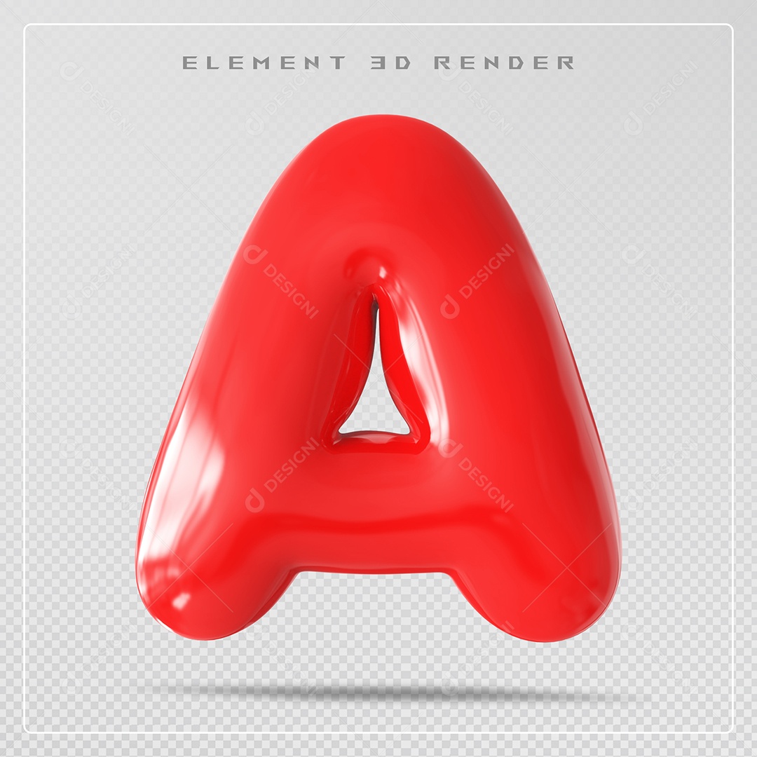 Elemento 3D Letra A Vermelha Para Composição PSD