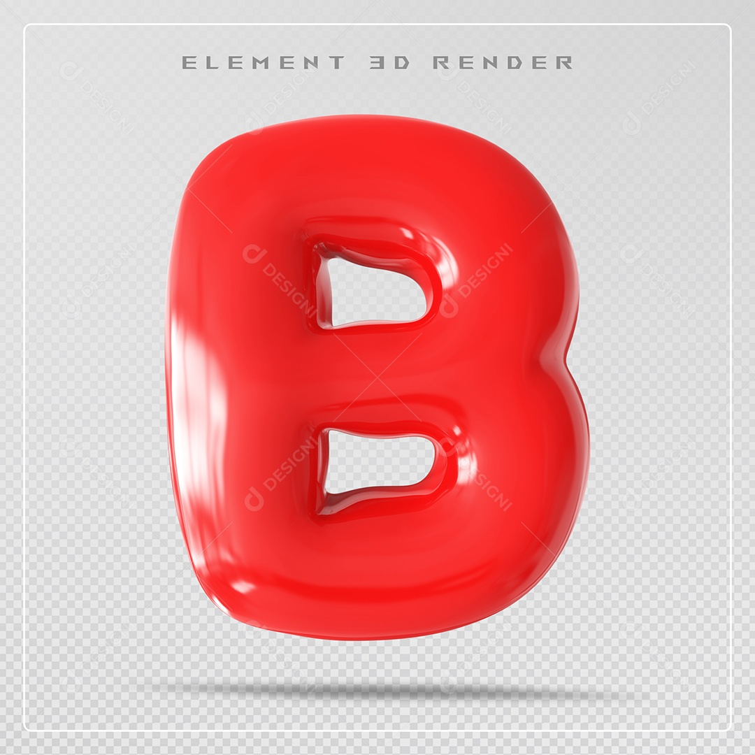 Elemento 3D Letra B Vermelha Para Composição PSD