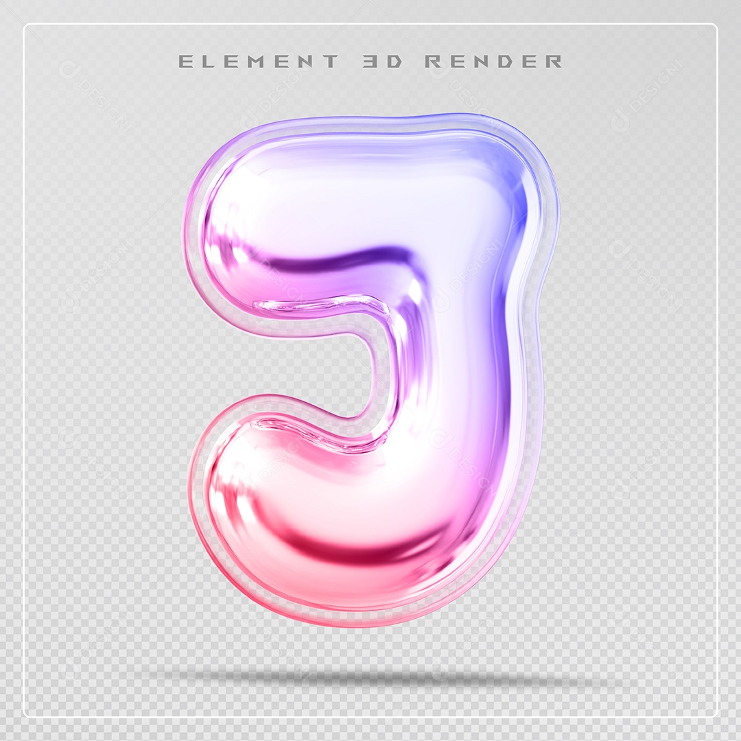 Elemento 3D Letra J Colorido Para Composição PSD