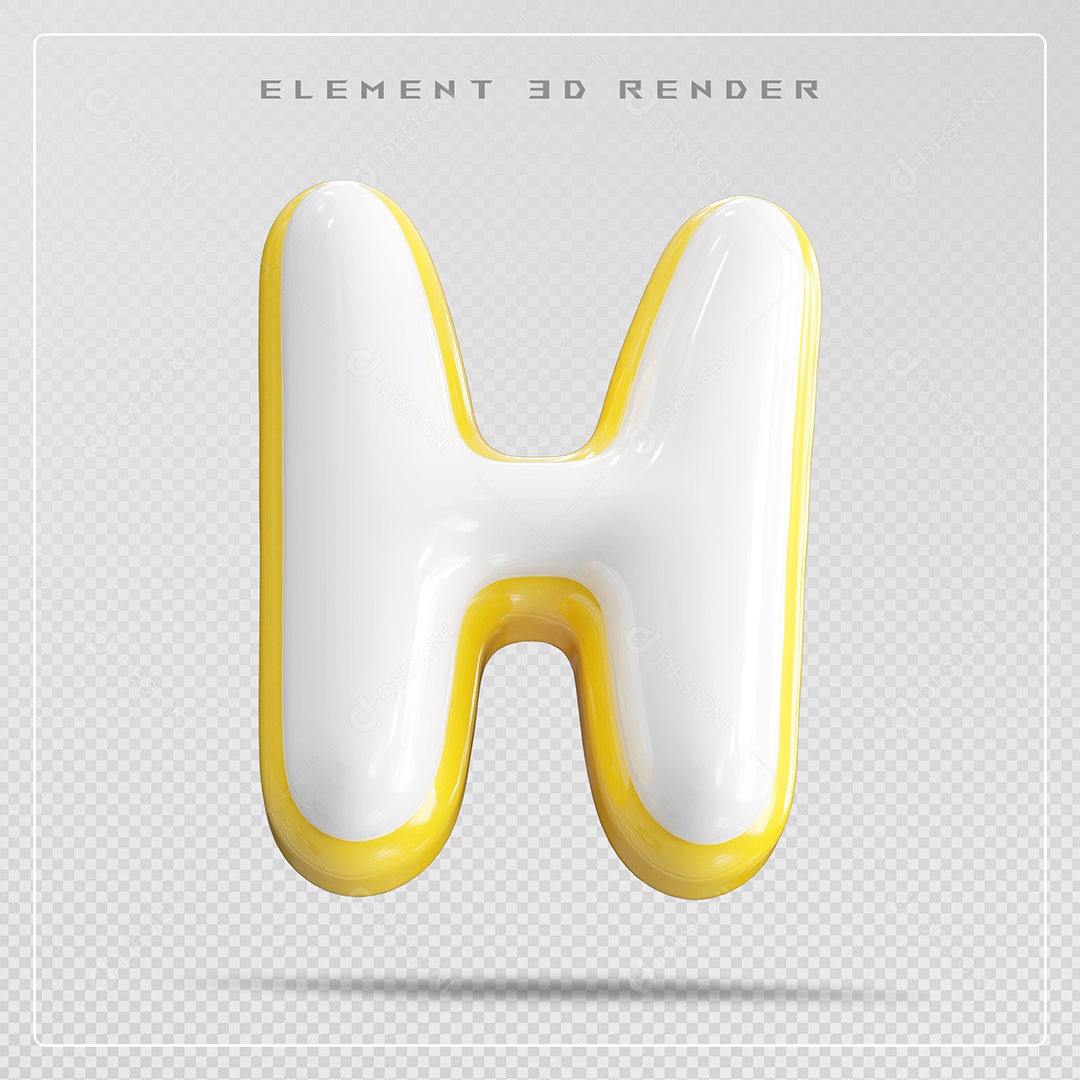 Elemento 3D Letra H Branca Para Composição PSD
