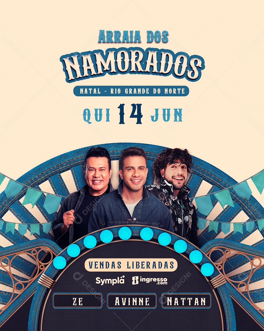 Feed Flyer Agenda Semanal Arraiá dos Namorados Social Media PSD Editável