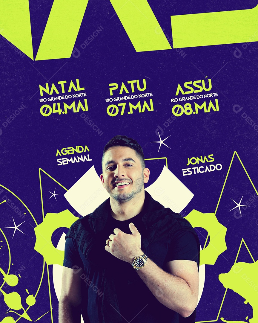 Feed Flyer Agenda Semanal Jonas Esticado Social Media PSD Editável