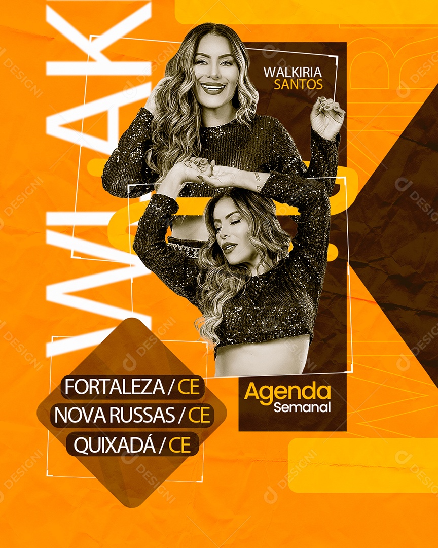 Feed Flyer Agenda Semanal Walkiria Santos Social Media PSD Editável