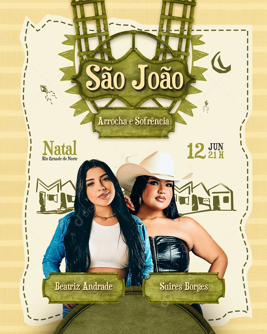 Feed Flyer São João Arrocha e Sofrência Social Media PSD Editável