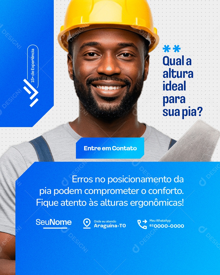 Pedreiro Qual a Altura Ideal Para a sua Pia Social Media PSD Editável