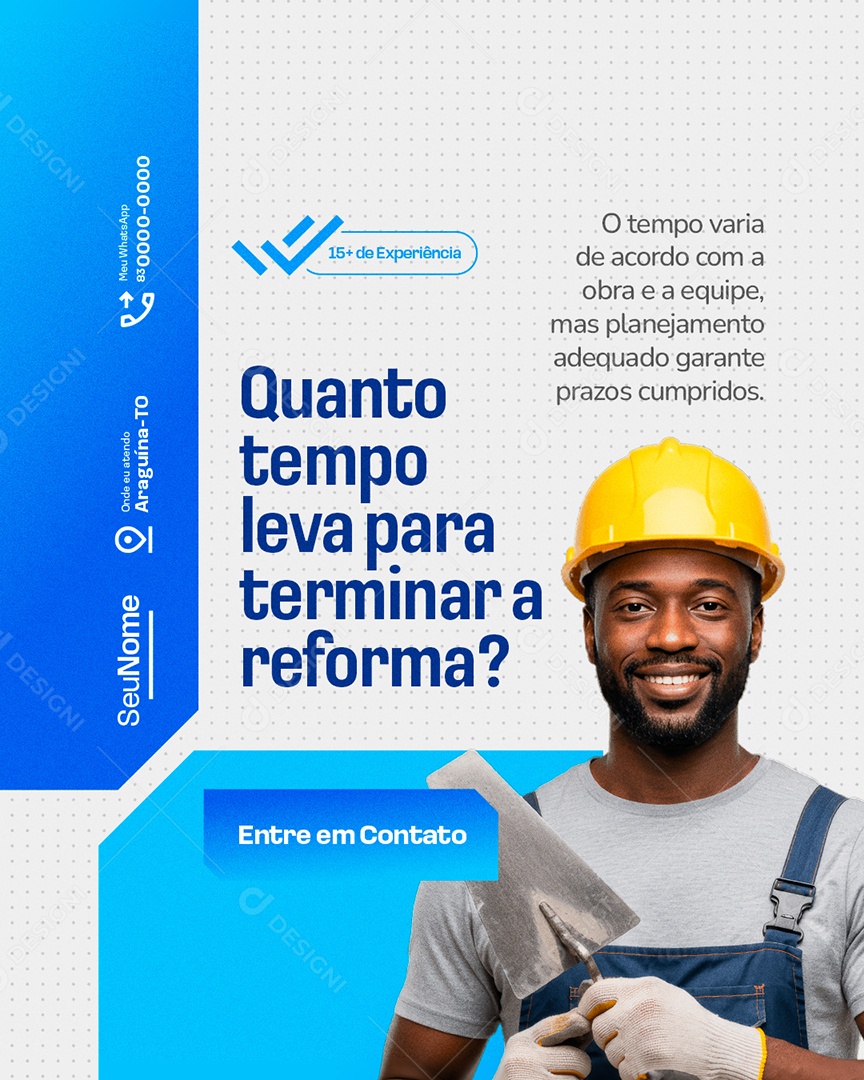 Pedreiro Quanto Tempo Leva uma Reforma Social Media PSD Editável