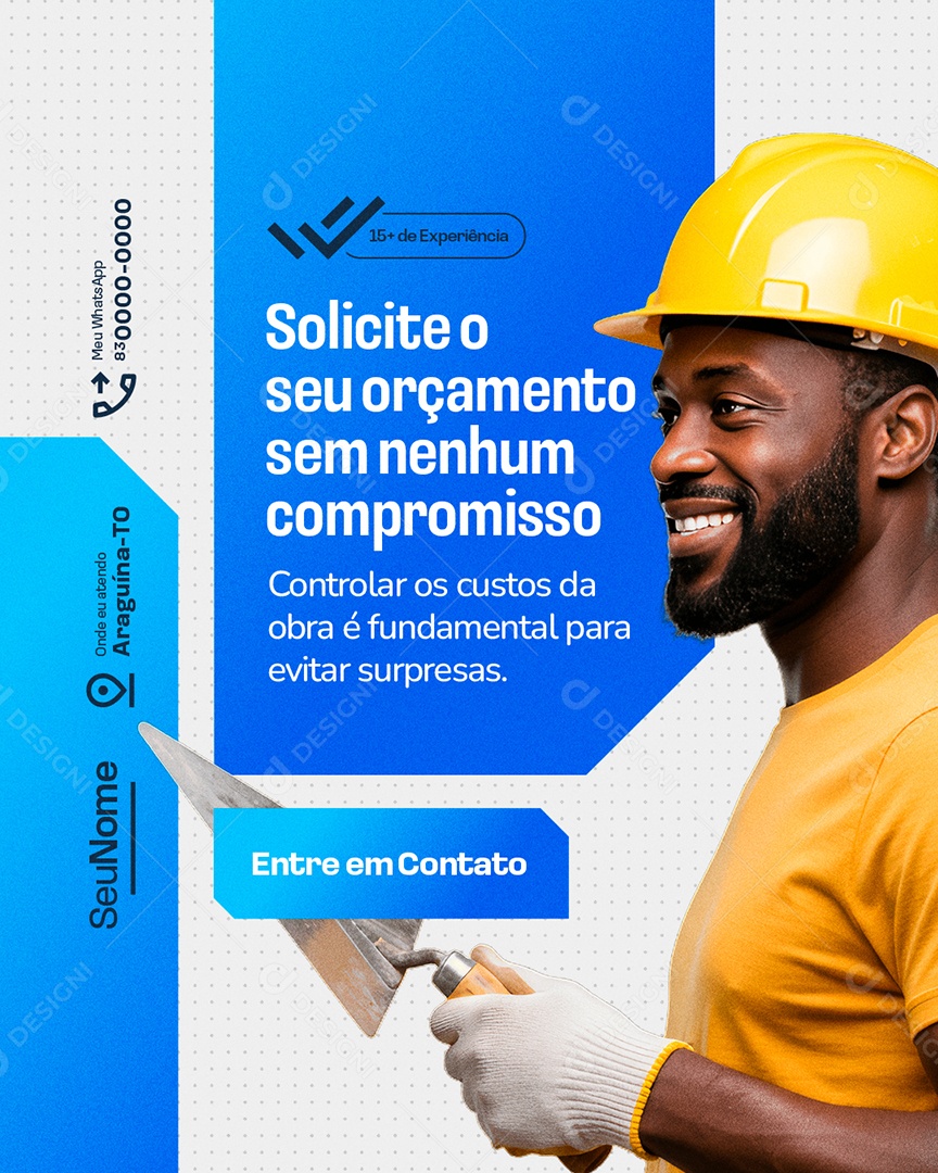 Pedreiro Solicite seu Orçamento Social Media PSD Editável