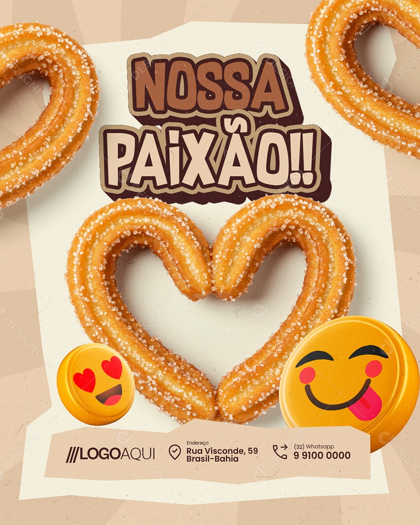 Churros Nossa Paixão Social Media PSD Editável