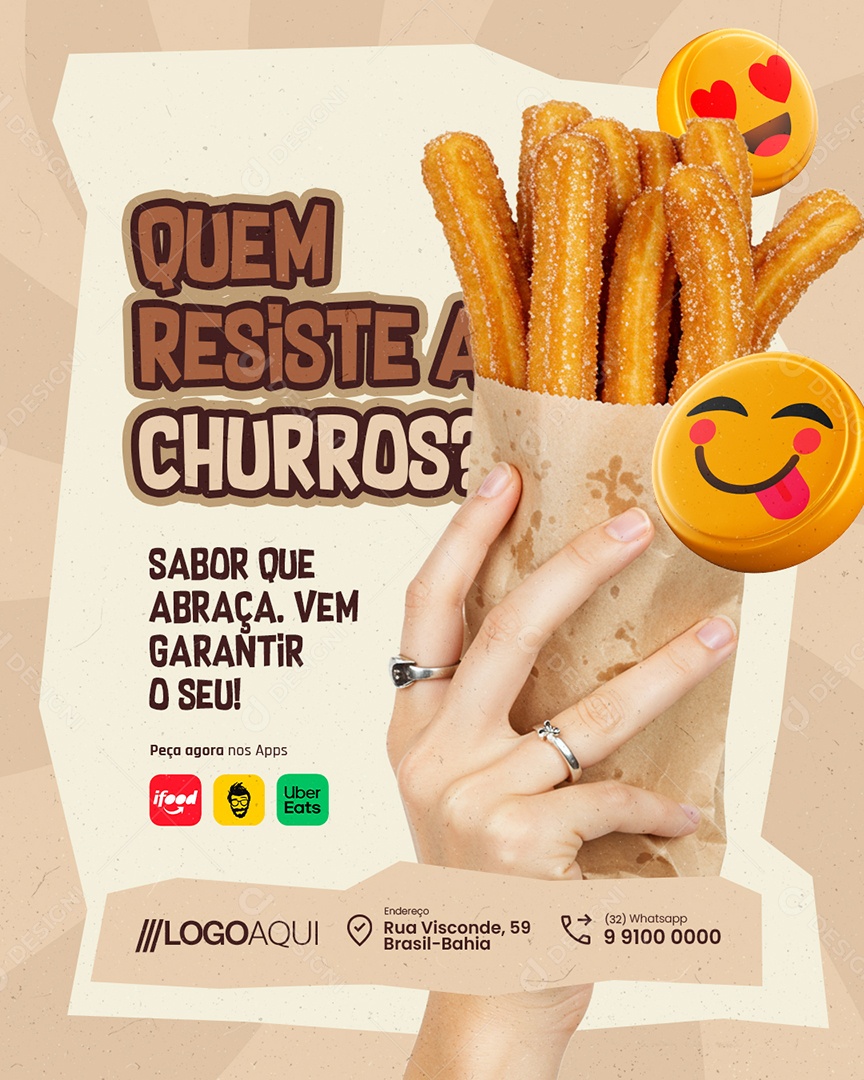 Churros Quem Resiste a Churros Social Media PSD Editável