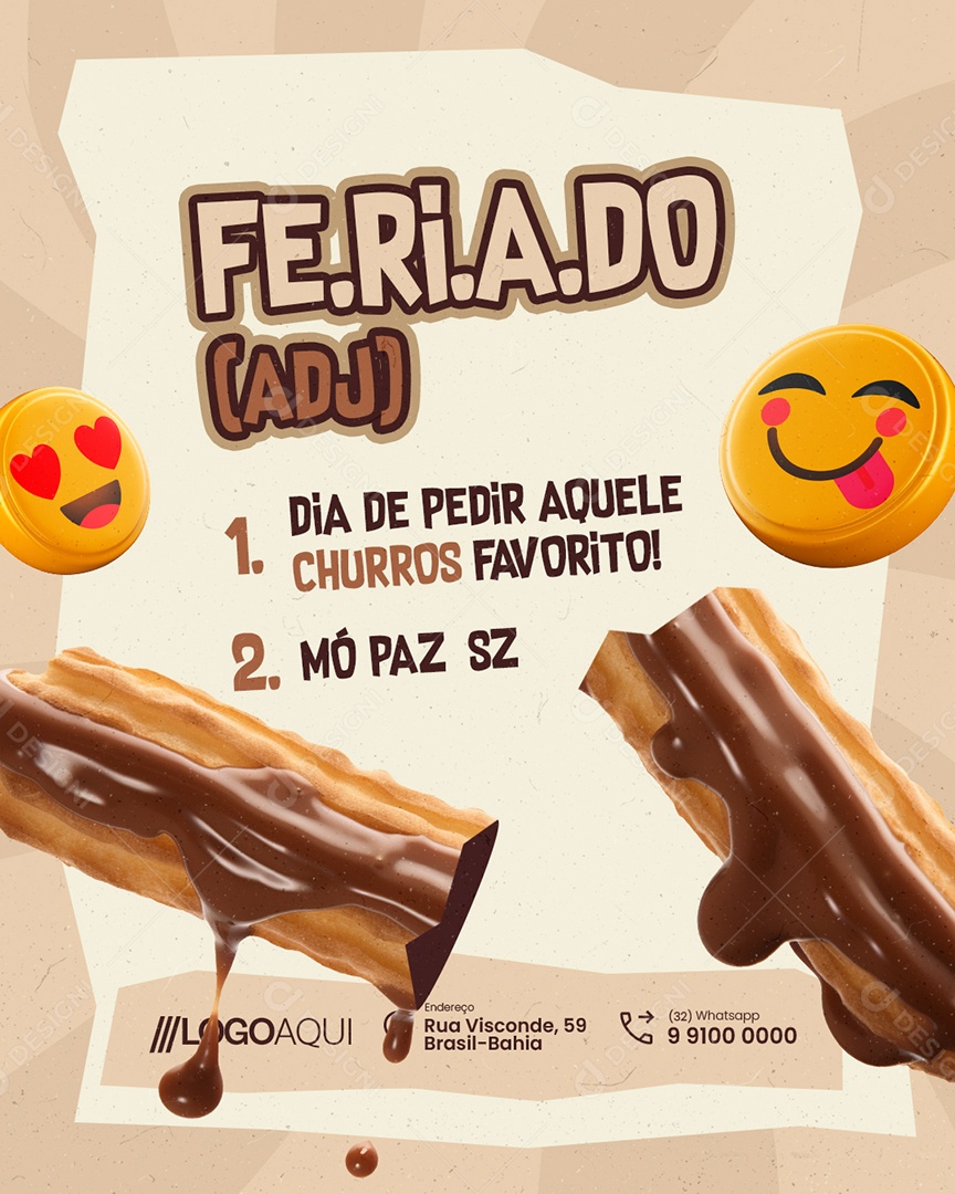 Churros Dia de Pedir Aquele Churros Social Media PSD Editável