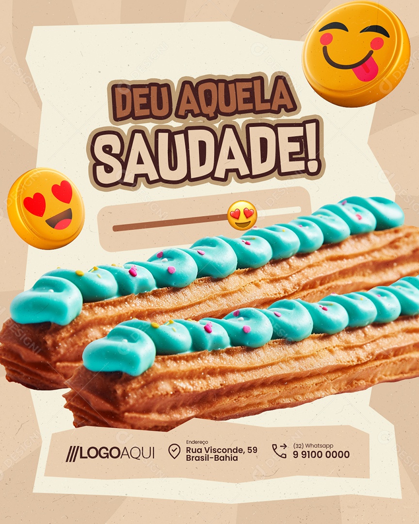 Churros Deu Aquela Saudade Social Media PSD Editável