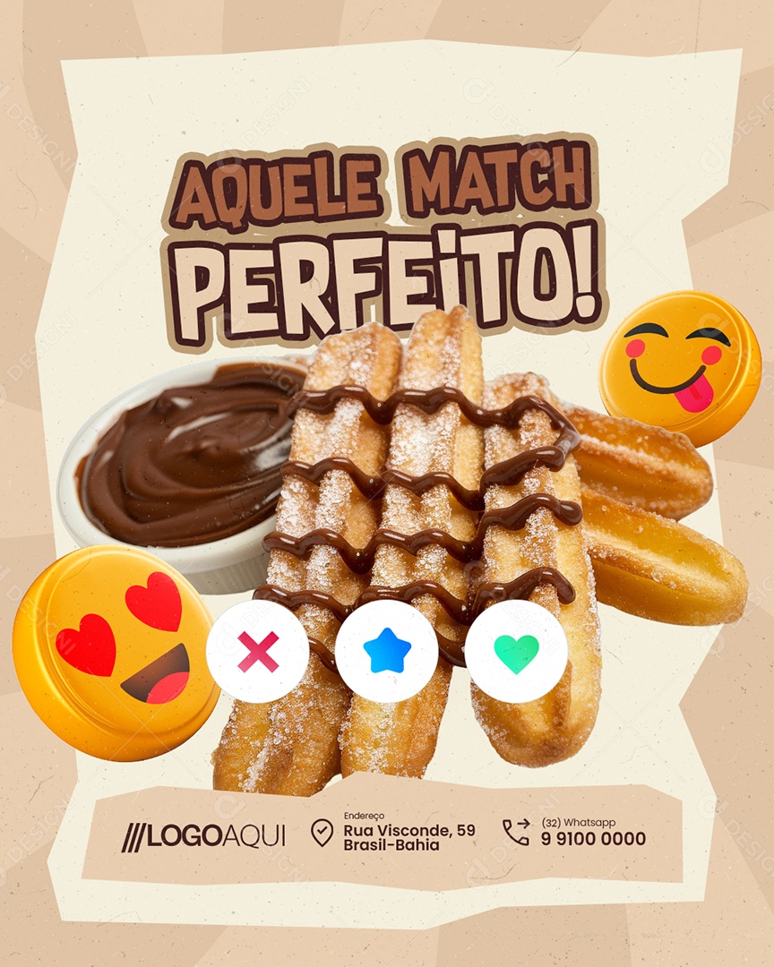 Churros Aquele Match Perfeito Social Media PSD Editável