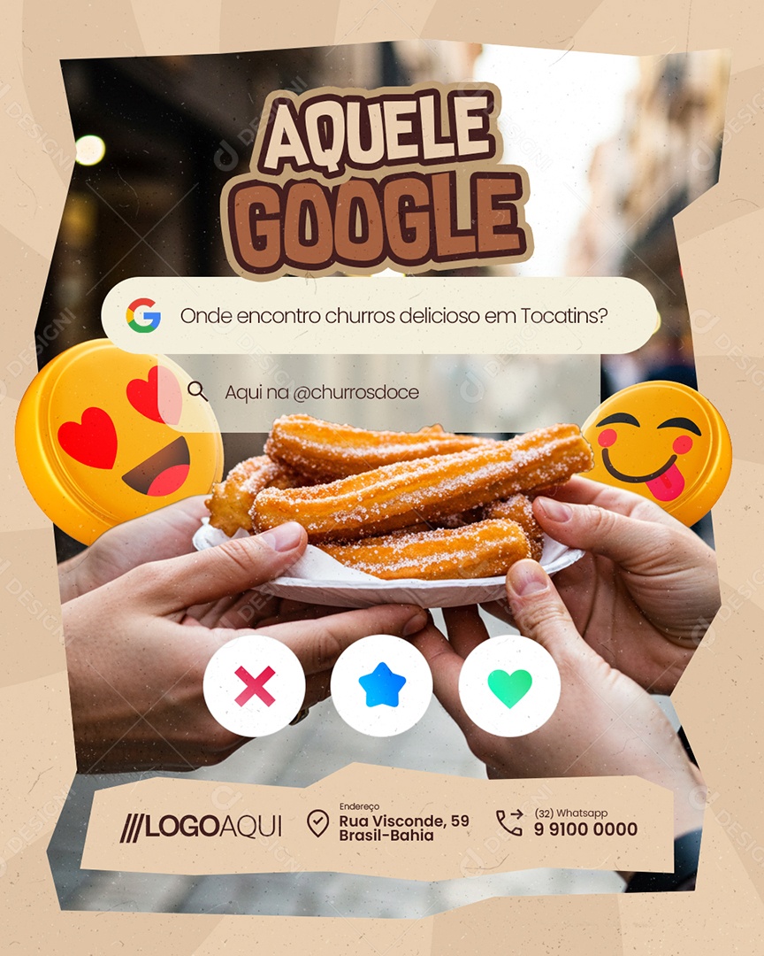 Churros Aquele Google Social Media PSD Editável