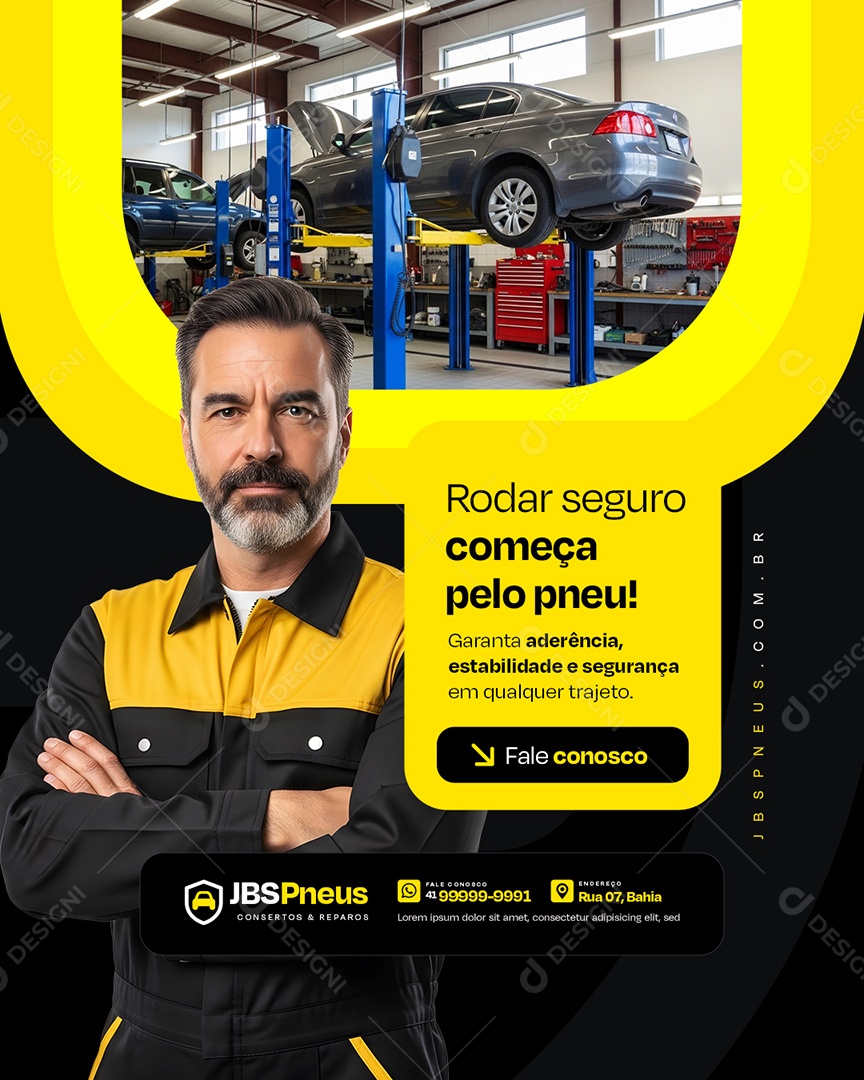 Loja de Pneus Rodar Seguro Começa Pelos Pneus Social Media PSD Editável