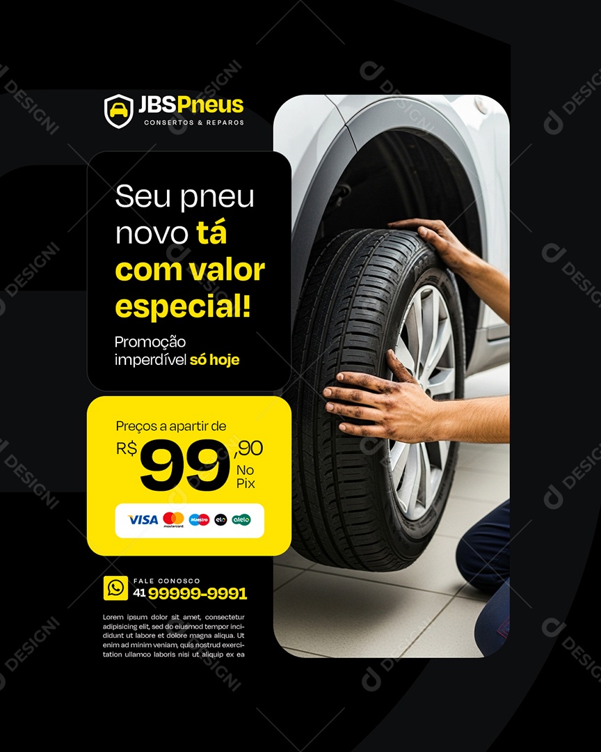Loja de Pneus Seu Pneu Novo Social Media PSD Editável