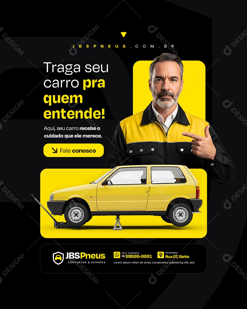 Loja de Pneus Traga Seu Carro Social Media PSD Editável