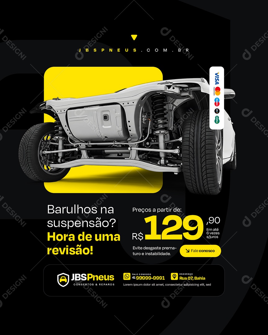Loja de Pneus Barulho na Suspenção Social Media PSD Editável