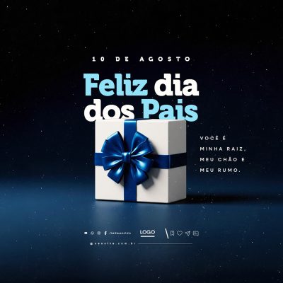 Feliz Dia dos Pais 10 de Agosto Social Media PSD Editável