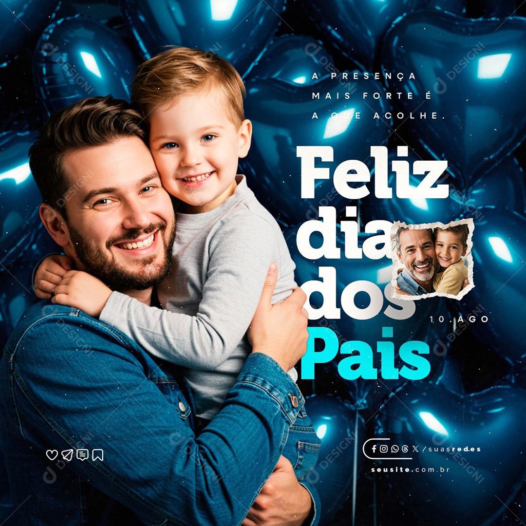 Feliz Dia dos Pais 10 de Agosto Social Media PSD Editável