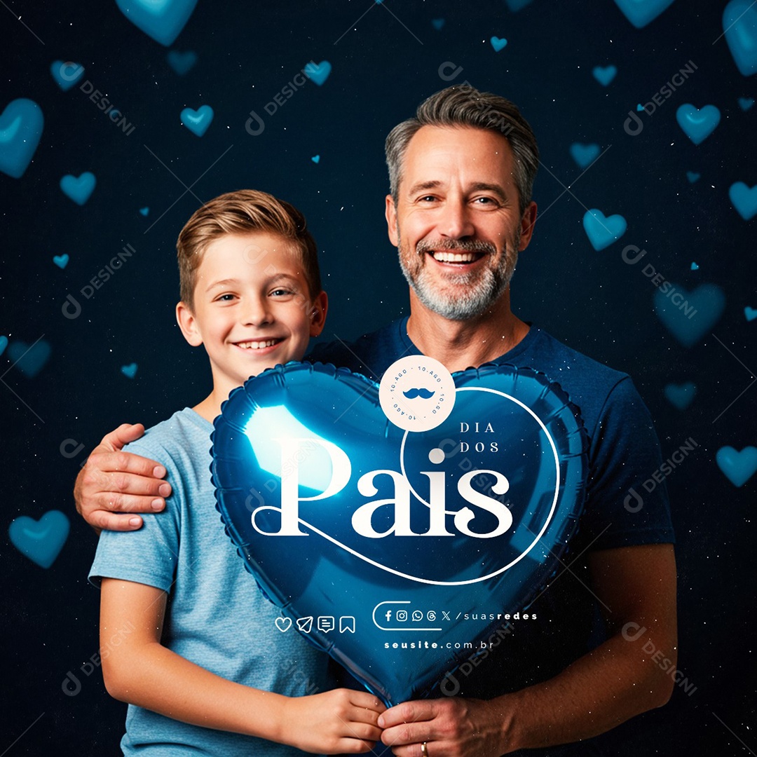 Feliz Dia dos Pais 10 de Agosto Social Media PSD Editável