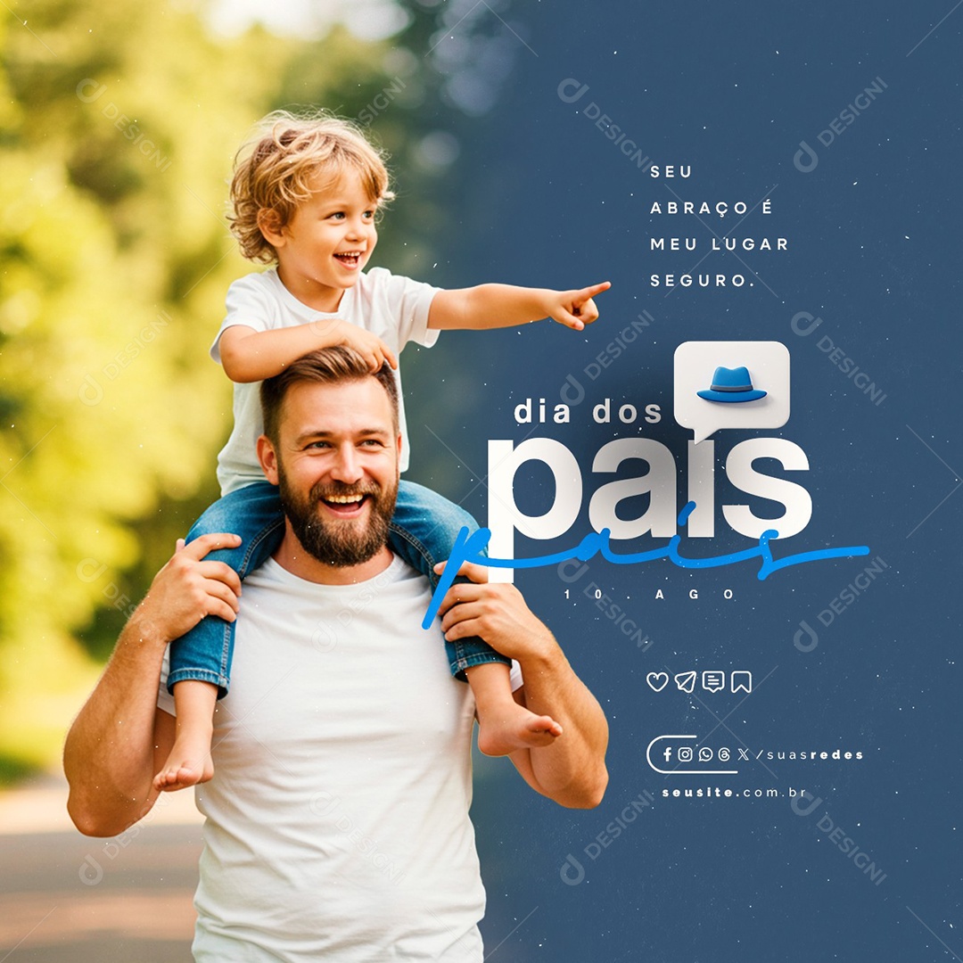 Feliz Dia dos Pais 10 de Agosto Social Media PSD Editável