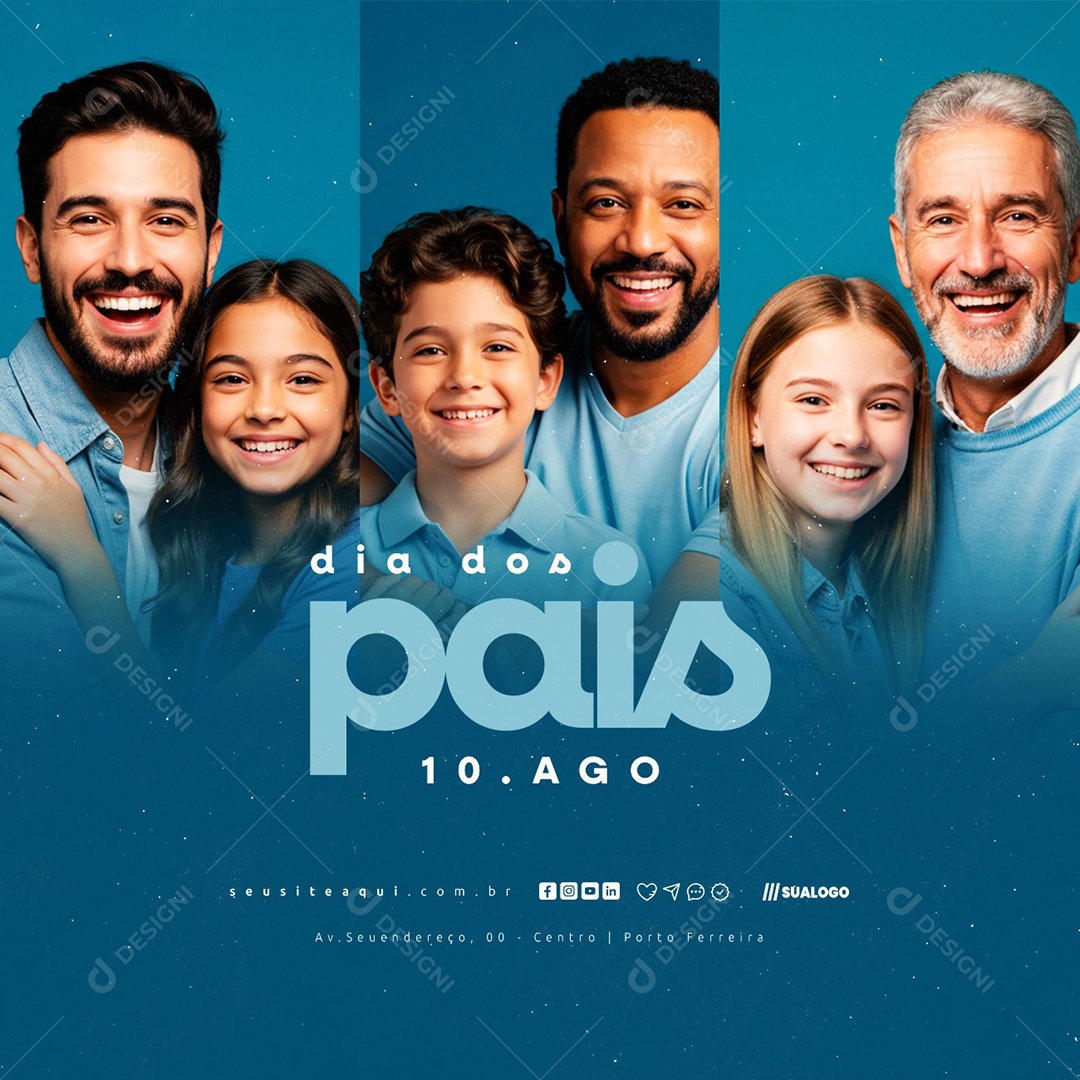 Feliz Dia dos Pais 10 de Agosto Social Media PSD Editável