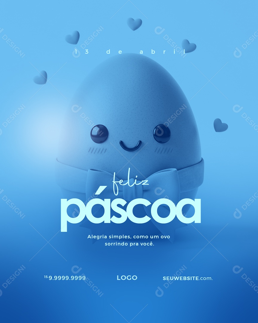 Feliz Páscoa AlegriabSimple Com Ovo Sorrindo Para Você Social Media PSD Editável