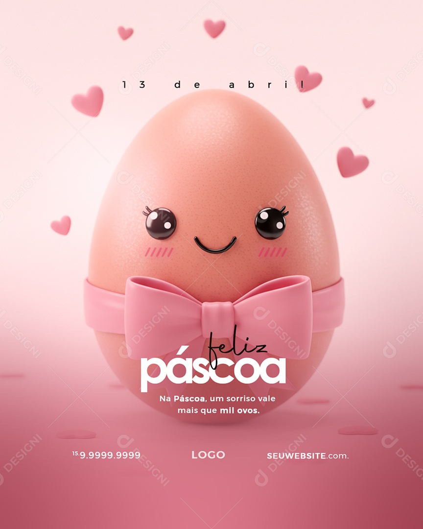 Feliz Páscoa 13 de Abril Social Media PSD Editável