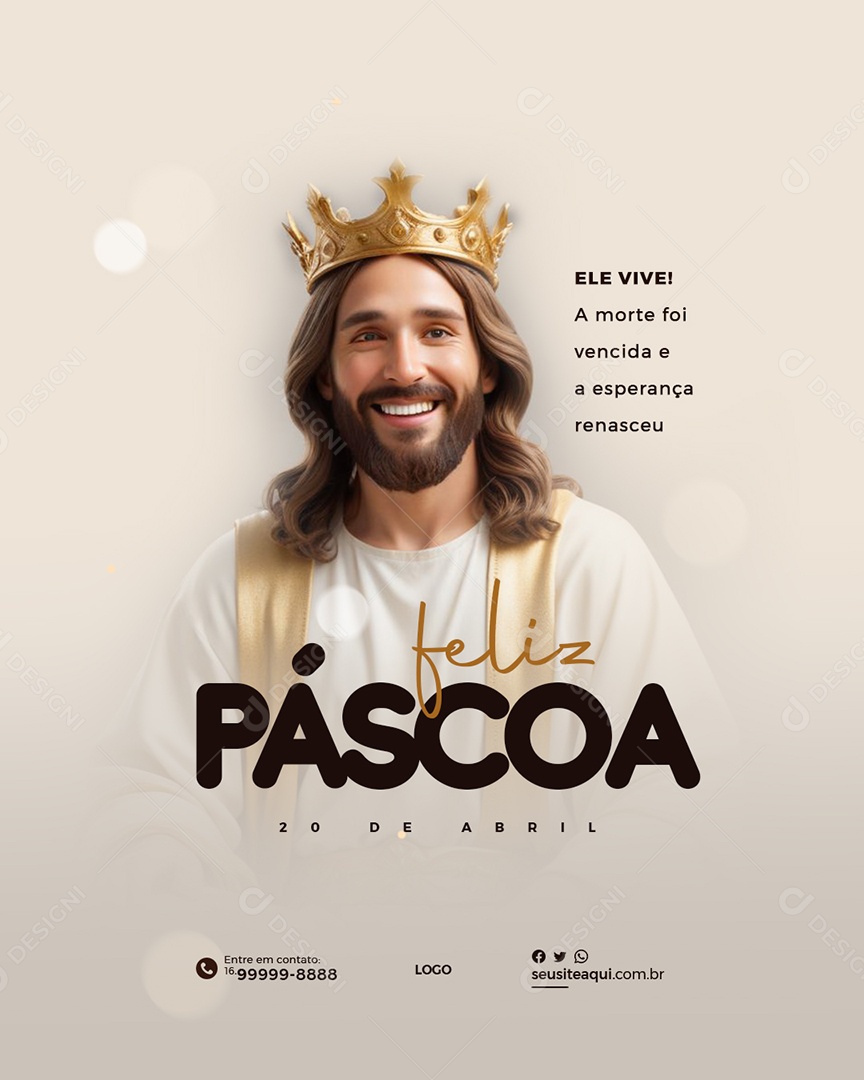 Feliz Páscoa 20 de Abril Social Media PSD Editável