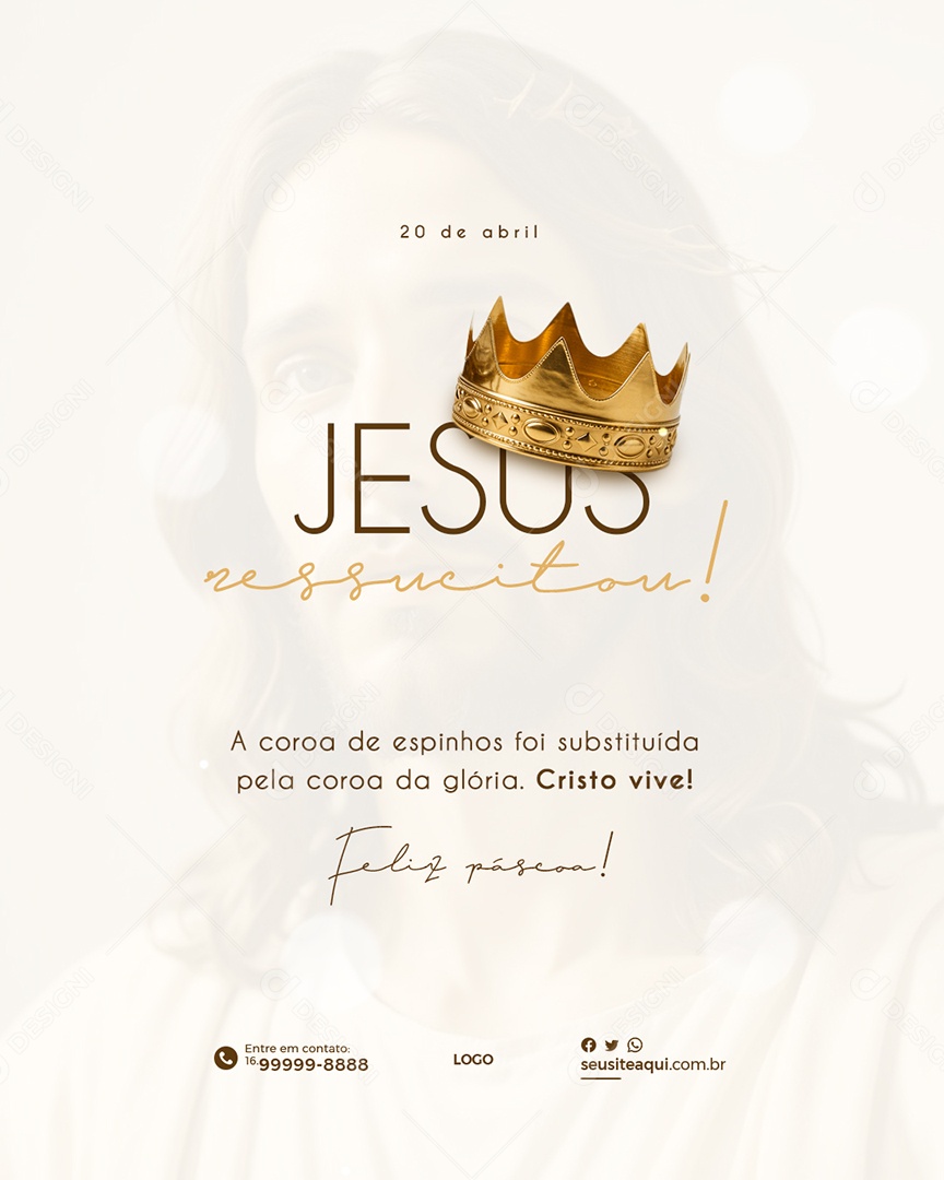 Jesus Ressucitou 20 de Abril Social Media PSD Editável