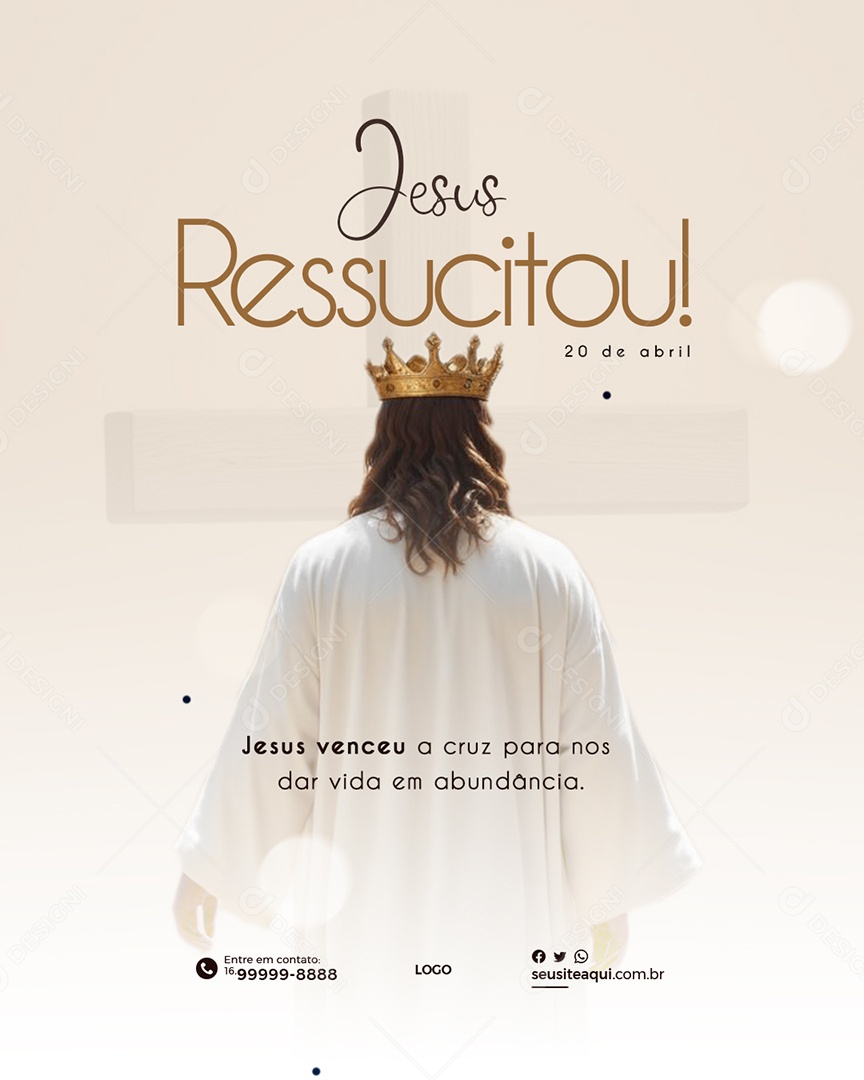 Jesus Ressucitou 20 de Abril Social Media PSD Editável