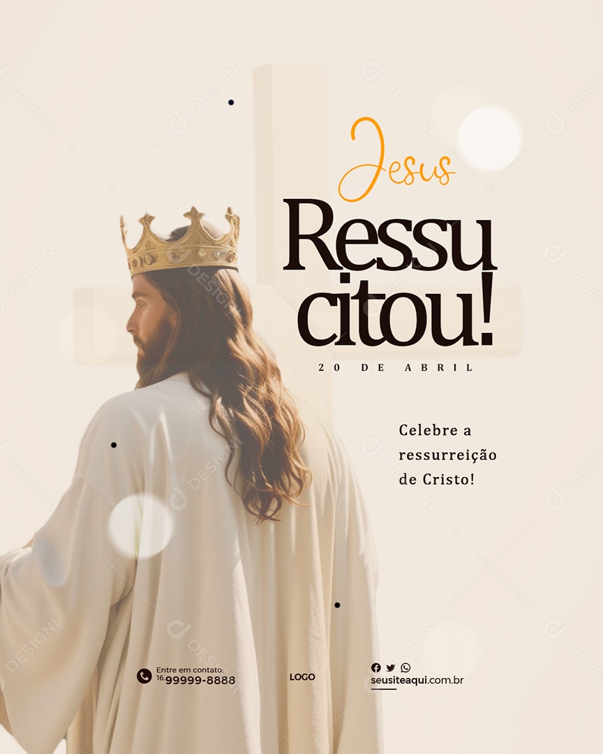 Jesus Ressucitou 20 de Abril Social Media PSD Editável