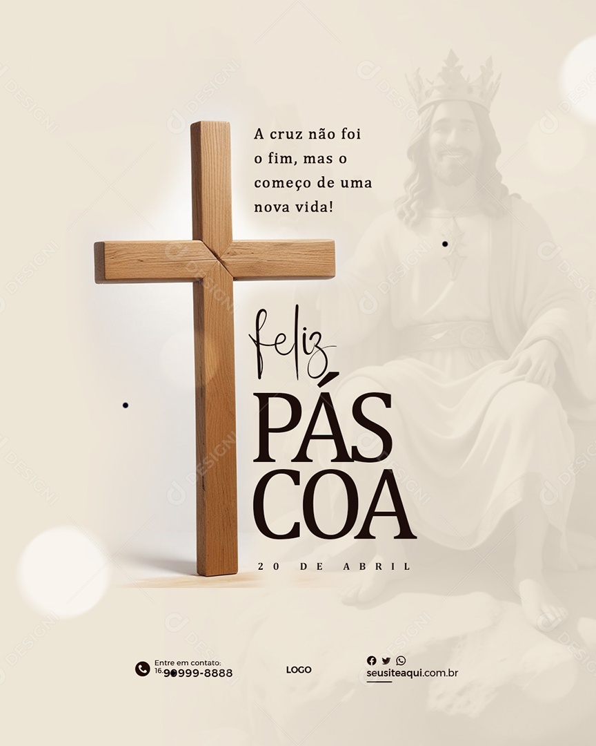 Feliz Páscoa 20 de Abril Social Media PSD Editável