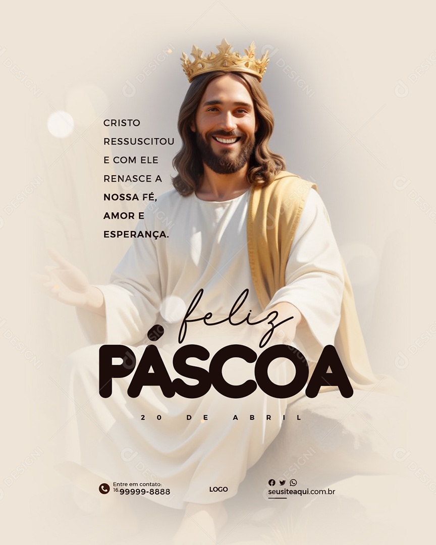 Feliz Páscoa 20 de Abril Social Media PSD Editável